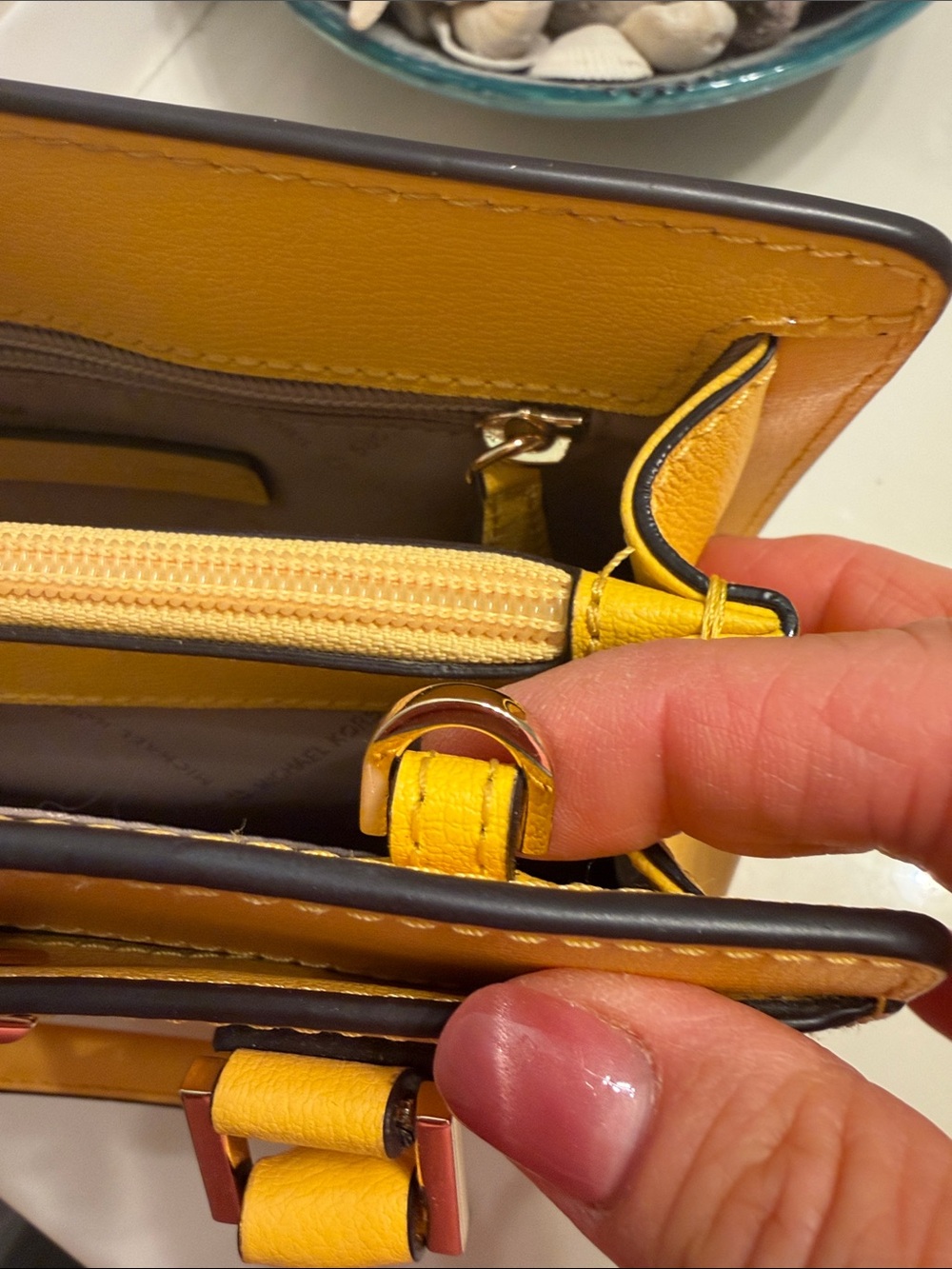Michael Kors Yellow Leather Satchel with Zip Card Case - Picture 11 of 11